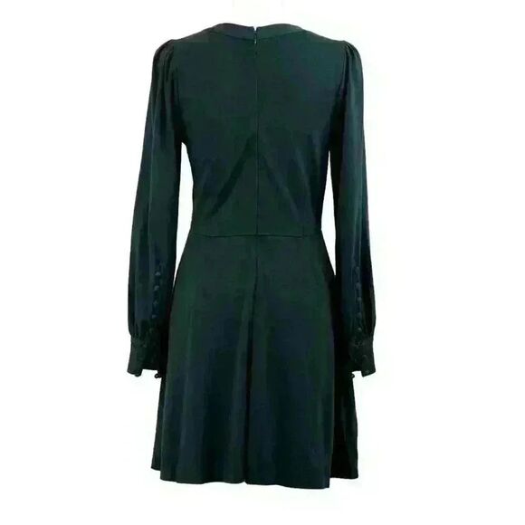 Ann Taylor LOFT Forest Green Long Sleeve Fit & Flare Mini Dress Size 4 Petite - Picture 6 of 8